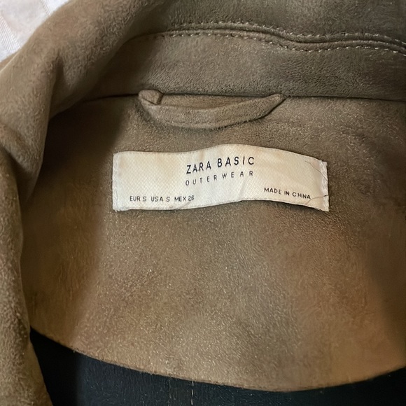 Olive green suede Zara Moto biker jacket - Picture 4 of 4